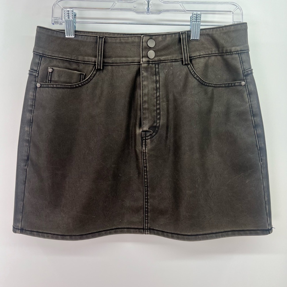 RD Style Black Distressed Faux Leather Skirt S Small - Picture 5 of 12